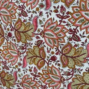 Ridgefield Home Flat Sheet 58 X 78in Twin Bed Cotton Orange India Floral EUC